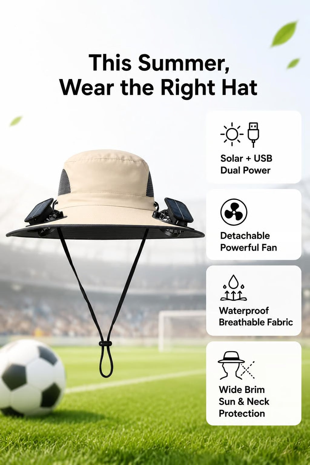 ⚡Hot Sales 49% OFF🔥Solar-Powered Outdoor Cooling Fan Hat – Wide Brim Sun Protection, Dual Fans, 3 Speeds, USB + Solar Charging, Unisex