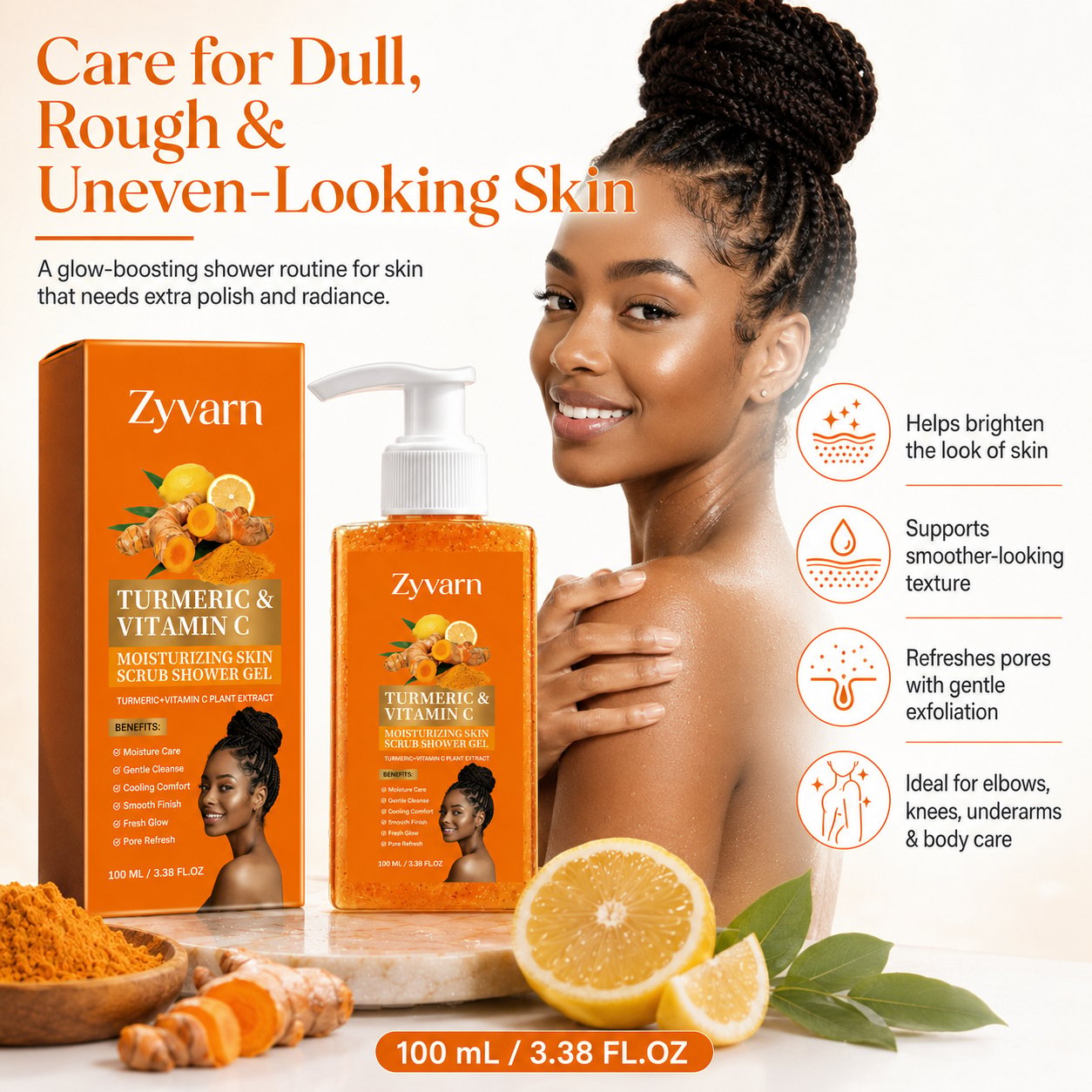 Turmeric & Vitamin C Moisturizing Skin Scrub Shower Gel