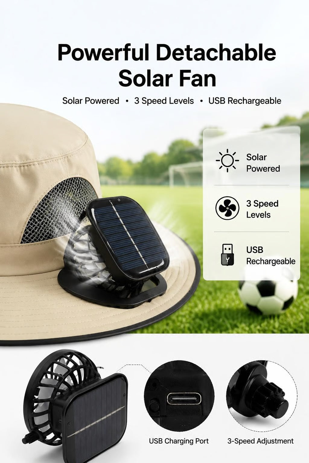⚡Hot Sales 49% OFF🔥Solar-Powered Outdoor Cooling Fan Hat – Wide Brim Sun Protection, Dual Fans, 3 Speeds, USB + Solar Charging, Unisex
