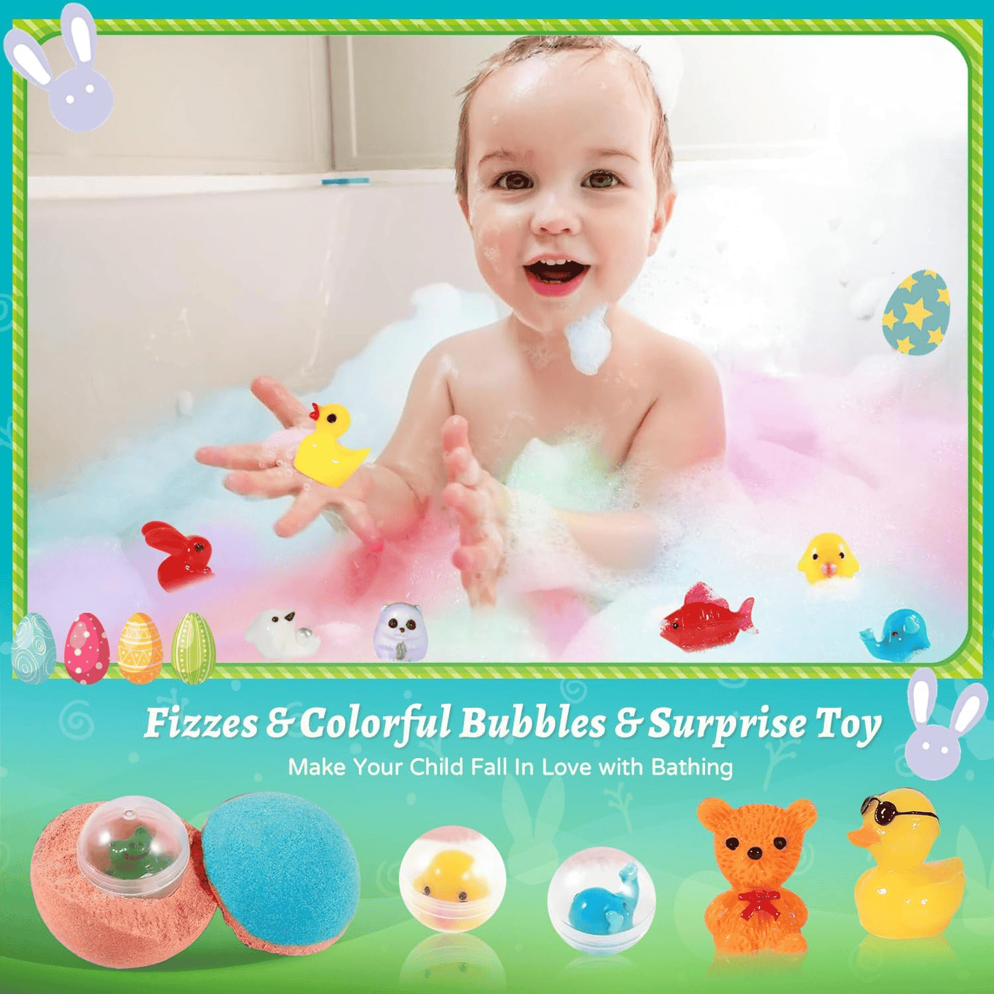 🔥 Natural Bath Bombs for Kids with Mega Bubbles & Surprise Inside🫧12 pcs[1 Box]