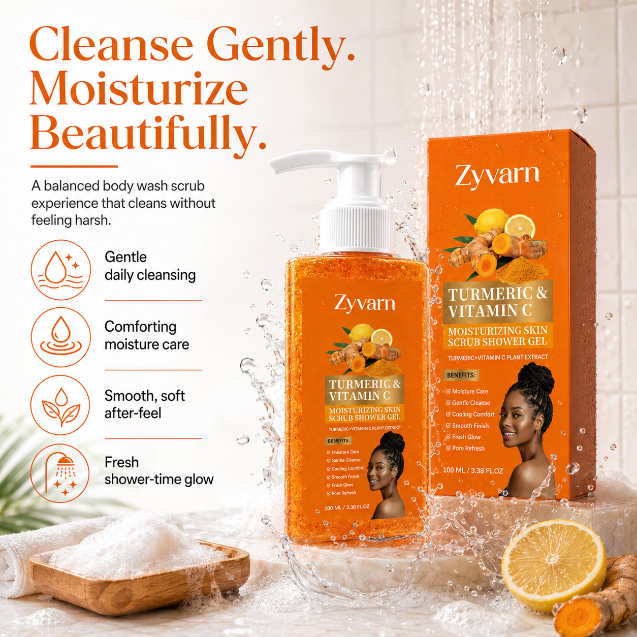 Turmeric & Vitamin C Moisturizing Skin Scrub Shower Gel