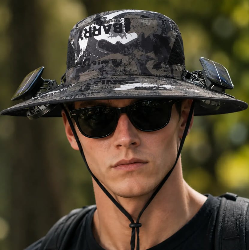 ⚡Hot Sales 49% OFF🔥Solar-Powered Outdoor Cooling Fan Hat – Wide Brim Sun Protection, Dual Fans, 3 Speeds, USB + Solar Charging, Unisex
