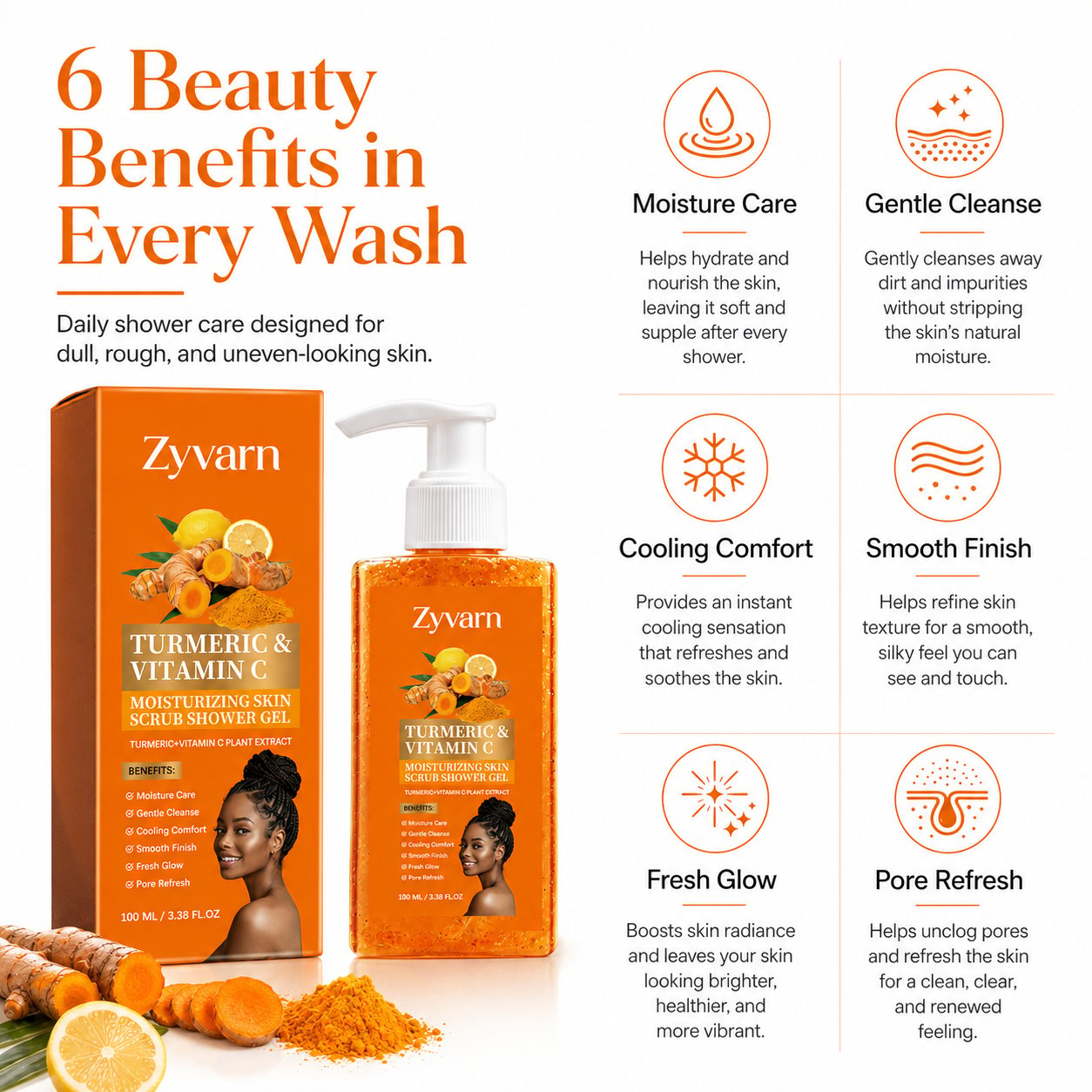 Turmeric & Vitamin C Moisturizing Skin Scrub Shower Gel