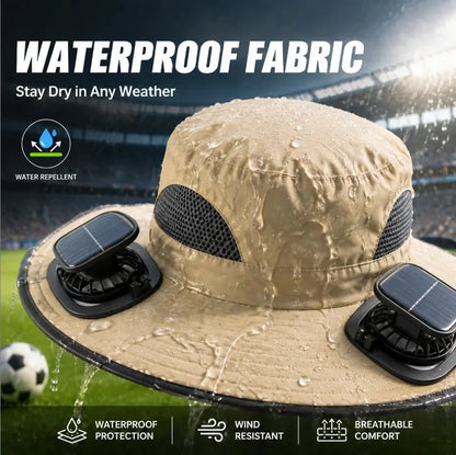 ⚡Hot Sales 49% OFF🔥Solar-Powered Outdoor Cooling Fan Hat – Wide Brim Sun Protection, Dual Fans, 3 Speeds, USB + Solar Charging, Unisex
