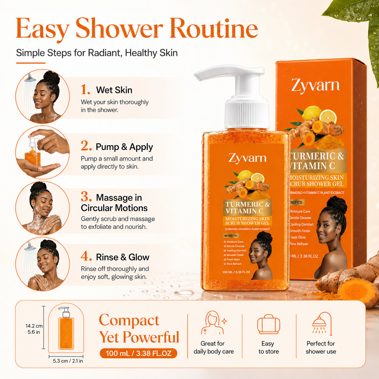 Turmeric & Vitamin C Moisturizing Skin Scrub Shower Gel