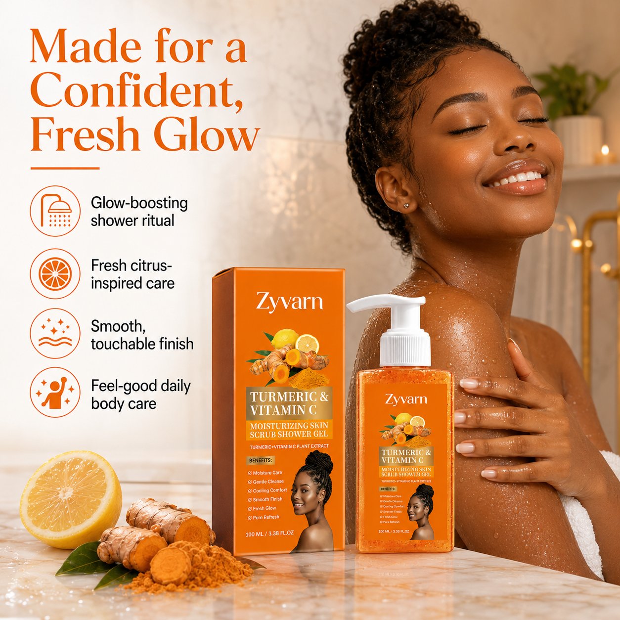 Turmeric & Vitamin C Moisturizing Skin Scrub Shower Gel