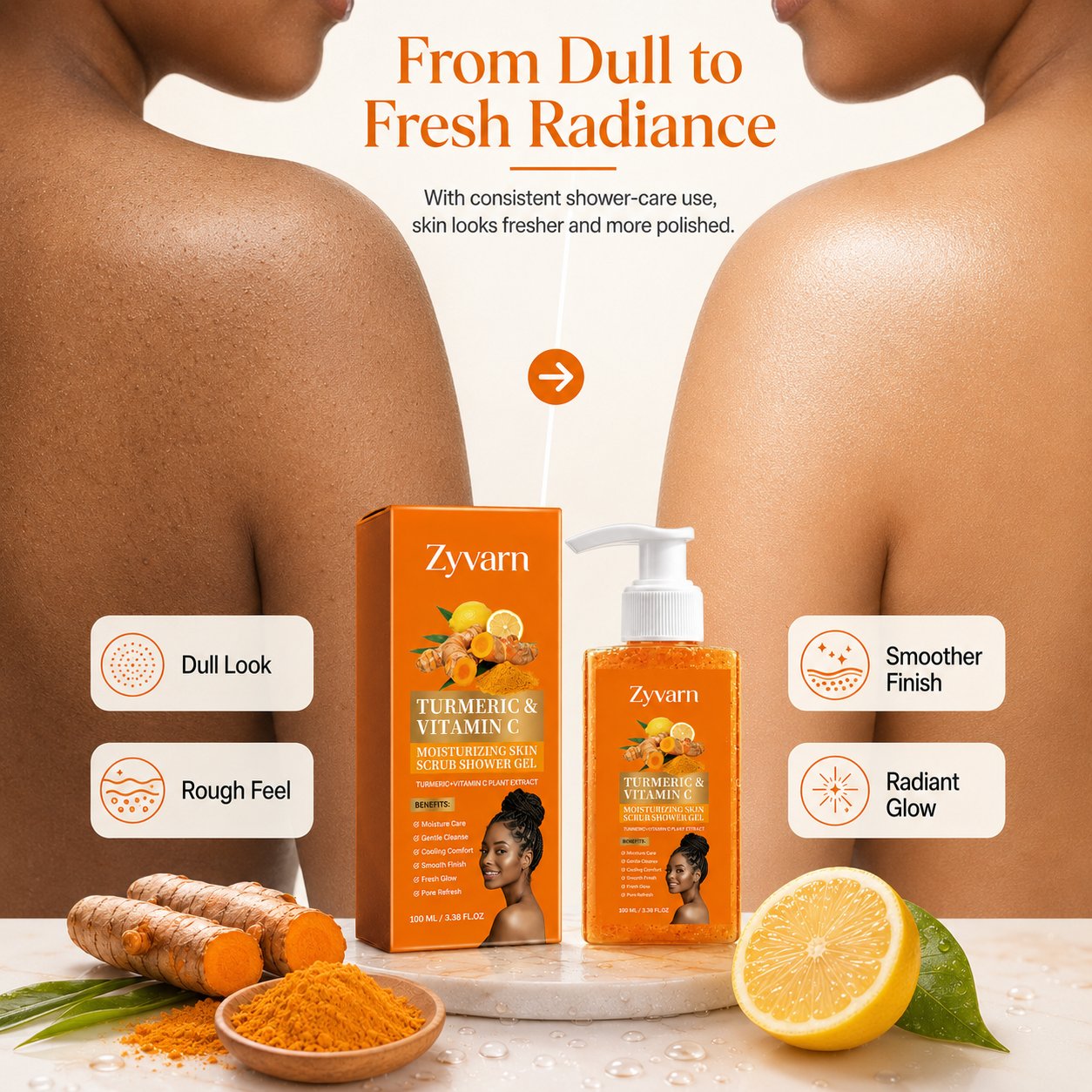 Turmeric & Vitamin C Moisturizing Skin Scrub Shower Gel