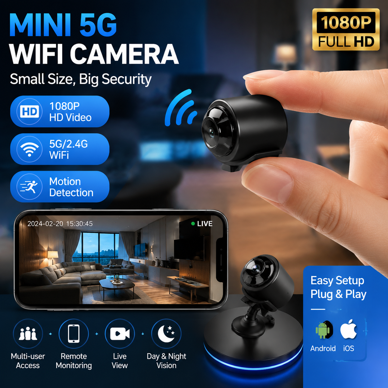 💥LAST DAY HOT SELLING PRODUCT !! - 📸Mini 5g Wireless Wifi Camera 1080p HD 📸