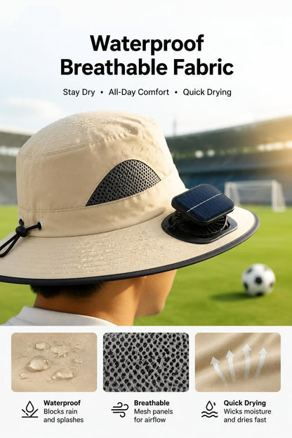 ⚡Hot Sales 49% OFF🔥Solar-Powered Outdoor Cooling Fan Hat – Wide Brim Sun Protection, Dual Fans, 3 Speeds, USB + Solar Charging, Unisex