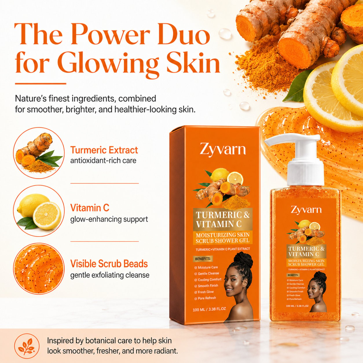 Turmeric & Vitamin C Moisturizing Skin Scrub Shower Gel