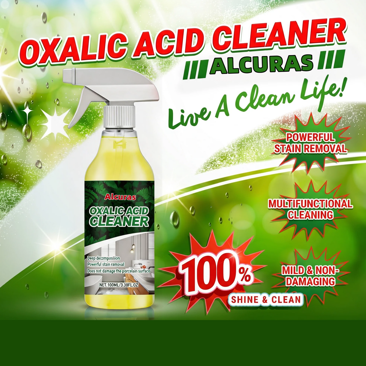 🎉Alcuras🔥Bathroom Cleaner for Tough Toilet & Sink Stains🛁