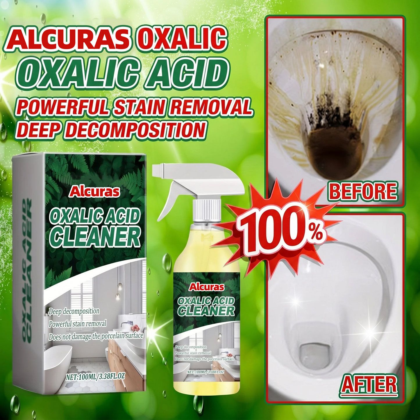 🎉Alcuras🔥Bathroom Cleaner for Tough Toilet & Sink Stains🛁